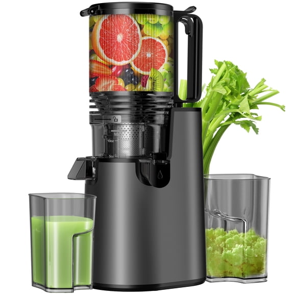 SUDILO Cold Press Juicer, Masticating Juicer with 5.8" Wide Feed Chute, 350W Slow Juicer Machines Fit Whole Vegetables and Fruits,Juice Extractor Machine with High Juice Yield, Easy to Clean(Black)