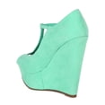 thumbnail image 3 of Breckelle BB11 Women Suede Peep Toe T-Strap Platform Sandal Wedge, 3 of 5