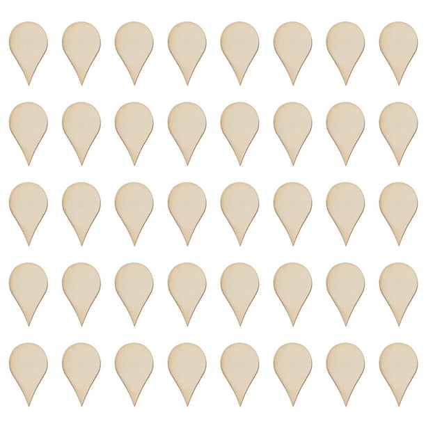 50 piezas de adornos colgantes de madera hechos a mano con forma de gota de agua natural de 30 mm para manualidades, regalos y decoraciones.