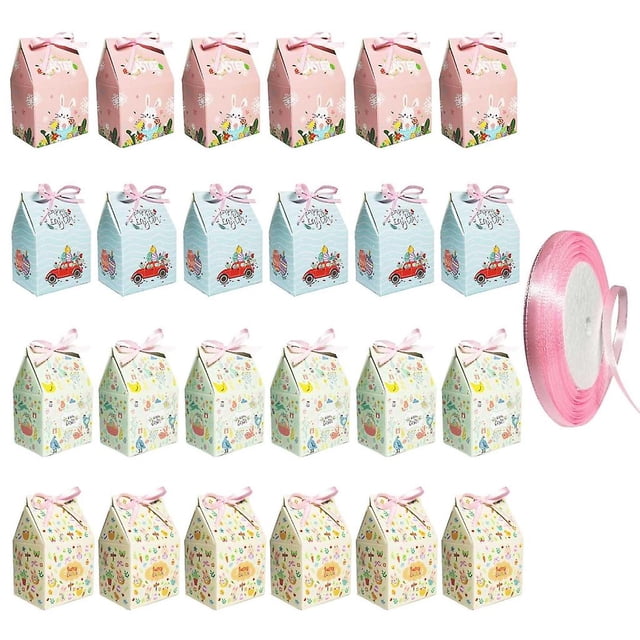 24 pcs 12/24x bolsas de regalos a granel bolsas de regalo de Pascua bolsa de papel con dibujos animados de seda