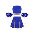 thumbnail image 2 of TiaoBug Kids Girls Cheer Leader Costume School Uniform Cheerleading Dancewear Tank Top Pleated Skirt with Pompoms Blue 12, 2 of 7