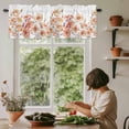 thumbnail image 5 of Orange Morning Glory Flower Window Valance Curtain Floral Branch Leaves Rod Pocket Short Curtain for Living Room, Bedroom & Kitchen Window Decor 42x18in, 5 of 8