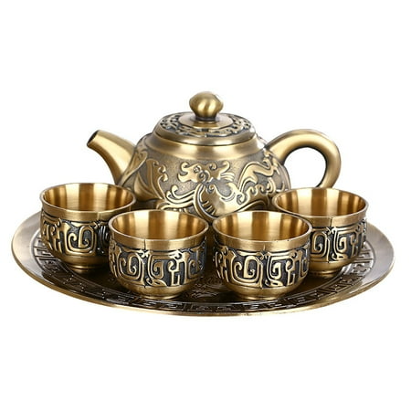 

SIEYIO Wine Set European Metal Vintage Wine Decanter with Cups & Serving Tray