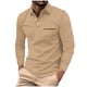 thumbnail image 1 of Blusa y camisa de manga larga con cuello vuelto para hombre, camisa deportiva de color liso con solapa y botones, blusa de manga larga con solapa para hombre, 1 of 5