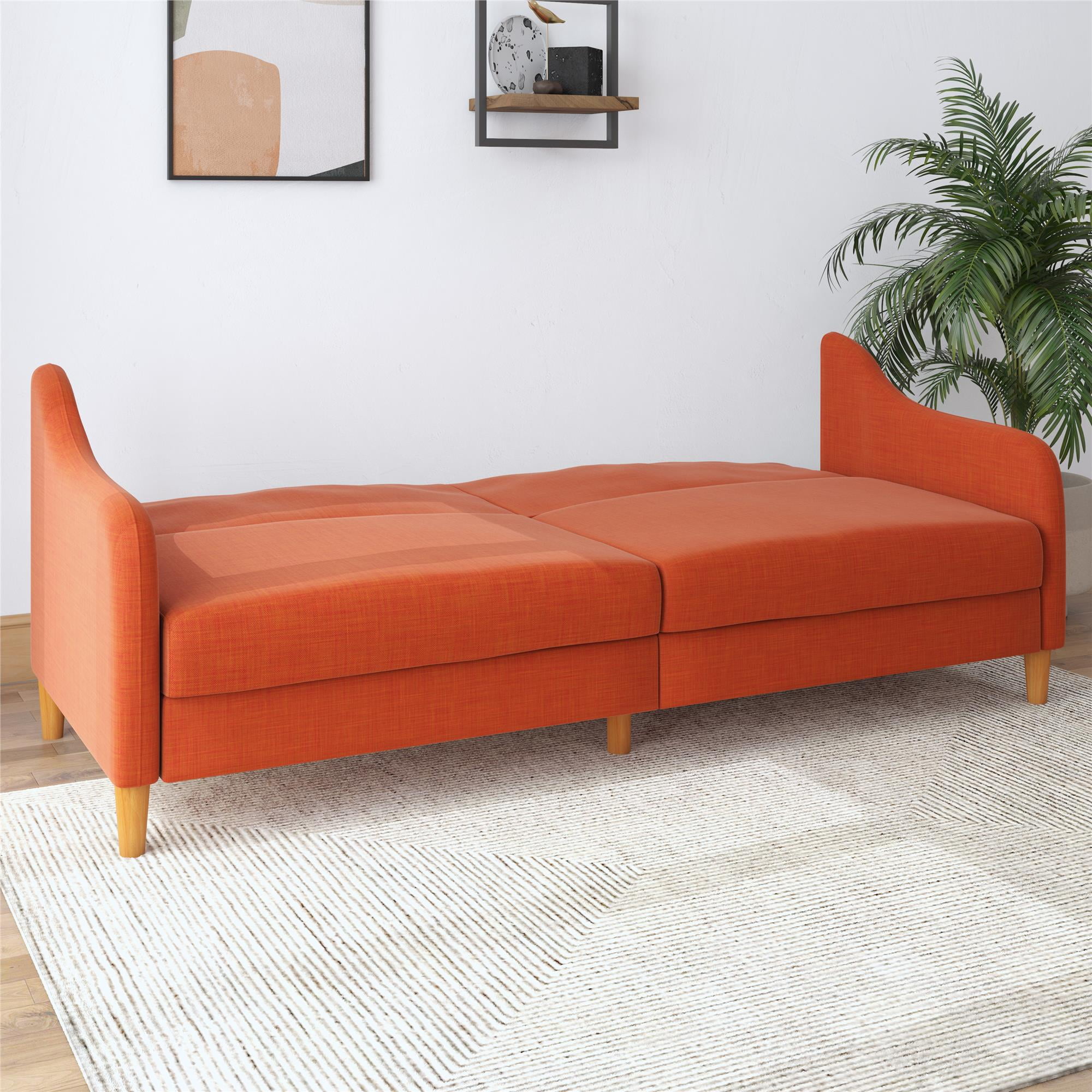 DHP Jasper Coil Futon, Burnt Orange Linen