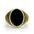 thumbnail image 2 of ‎555Jewelry Stainless Steel Signet Rings for Men, Scales Signet Ring for Men, Antique Style Ring for ‎Men, Retro Vintage Ethnic Celtic Seal Oval Black Onyx Ring for Men, Gold, Size 13, 2 of 4
