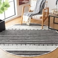 thumbnail image 2 of SAFAVIEH Striped Kilim Kent Striped Cotton Area Rug, Black/Ivory, 6' x 6' Round, 2 of 8