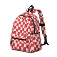 thumbnail image 2 of Red and White Wavy Checkered Pattern Backpack for School, Cute School Bag with Adjustable Shoulder Straps and Padded Back, 13.4"x11"x4.7", 2 of 4
