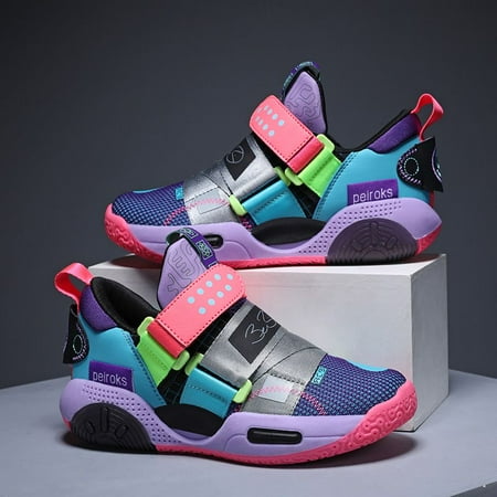 

Boys Casual Color Block Sneakers Non-slip Durable Basketball Shoes With Platform For Outdoor Sports