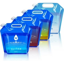 LIOUCBD Water Container Bags, 4 Packs BPA Free No-Leak Foldable Plastic 1.3 Gallon Water Container Bag for Camping Hiking Backpack Emergency Storage Jug