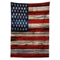 thumbnail image 3 of Ambesonne 4th of July Tablecloth Rectangular Table Cover, Wood Planks Flag, 60"x90", Red Beige Navy Blue, 3 of 4