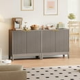 thumbnail image 6 of Litake 31.5" Fluted Cabinet with Storage, 2 Doors Sideboard Buffet Cabinet, Modern Accent Credenza with Adjustable Shelf and Wood Legs for Living Room, Dining Room, Kitchen, Entryway- Oak/Oak Gray, 6 of 7