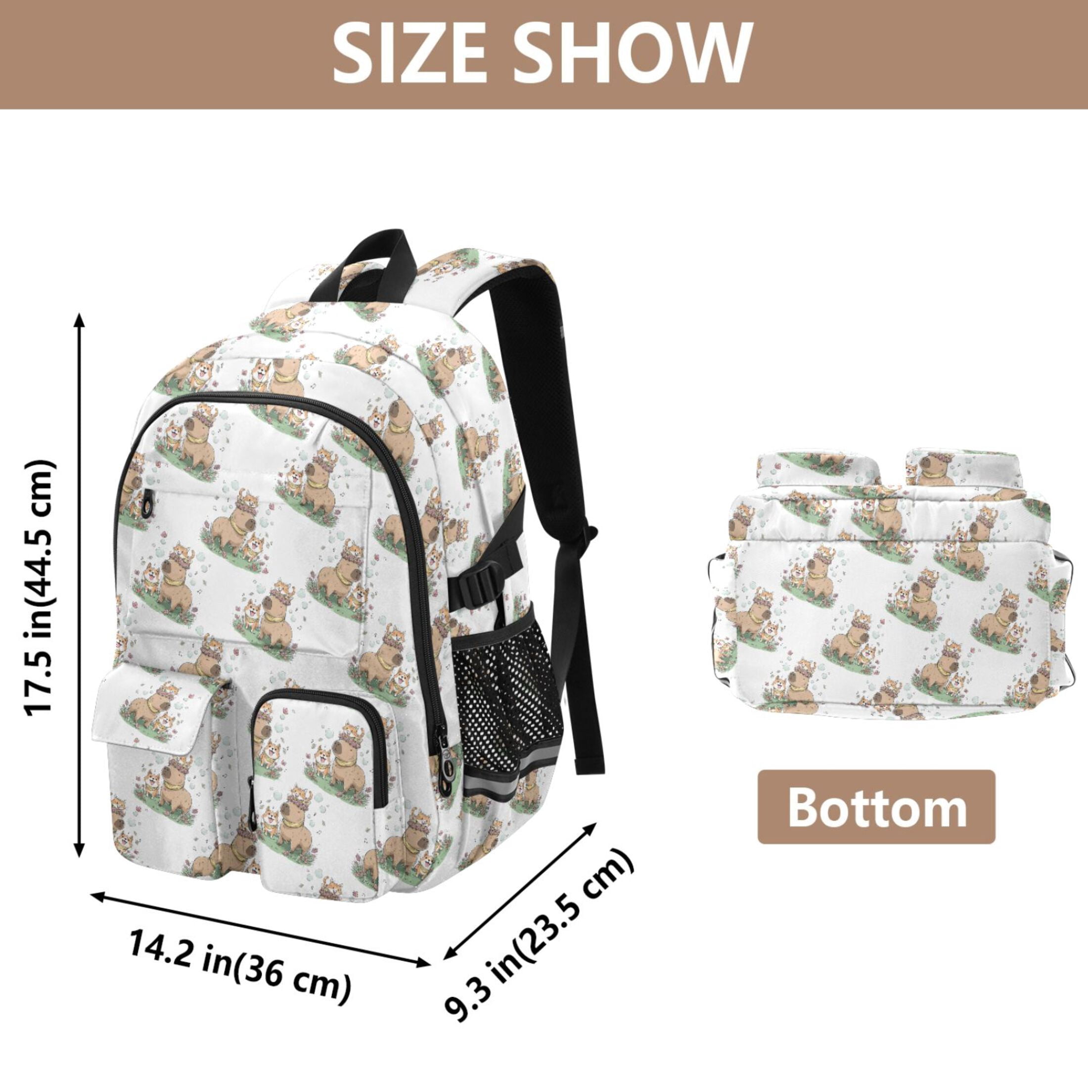 ALAZA Cute Cats Corgi Capybara Print Student Backpack School Bookbag Large Laptop Daypack Travel Bag