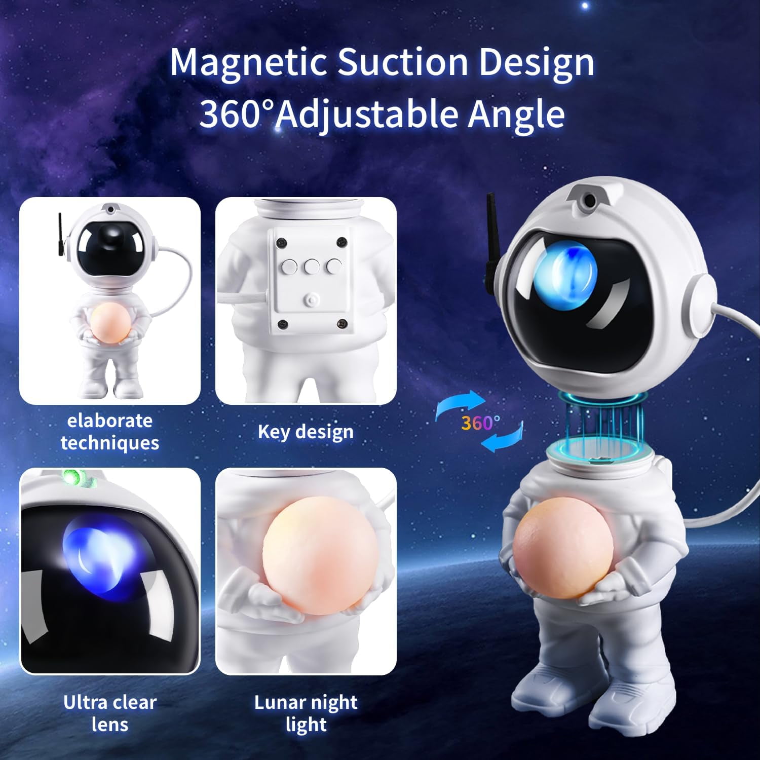 Astronaut Star Projector Galaxy Night Light, Space Projector, 2024 Upgrade Starry Nebula Ceiling Projection Lamp Remote Control for Party Wedding Garden Indoor Décor Gifts for Kids Adults Standing