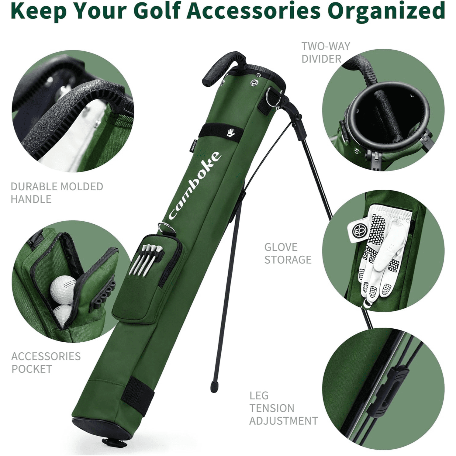 Lightweight Golf Stand Bag with Padded Strap - Portable 2-Way Divider Weekend Golf Bag for Driving Range - Golf Carry Bag with Retractable Legs & Pocket - Durable Practice Bag for Men Women