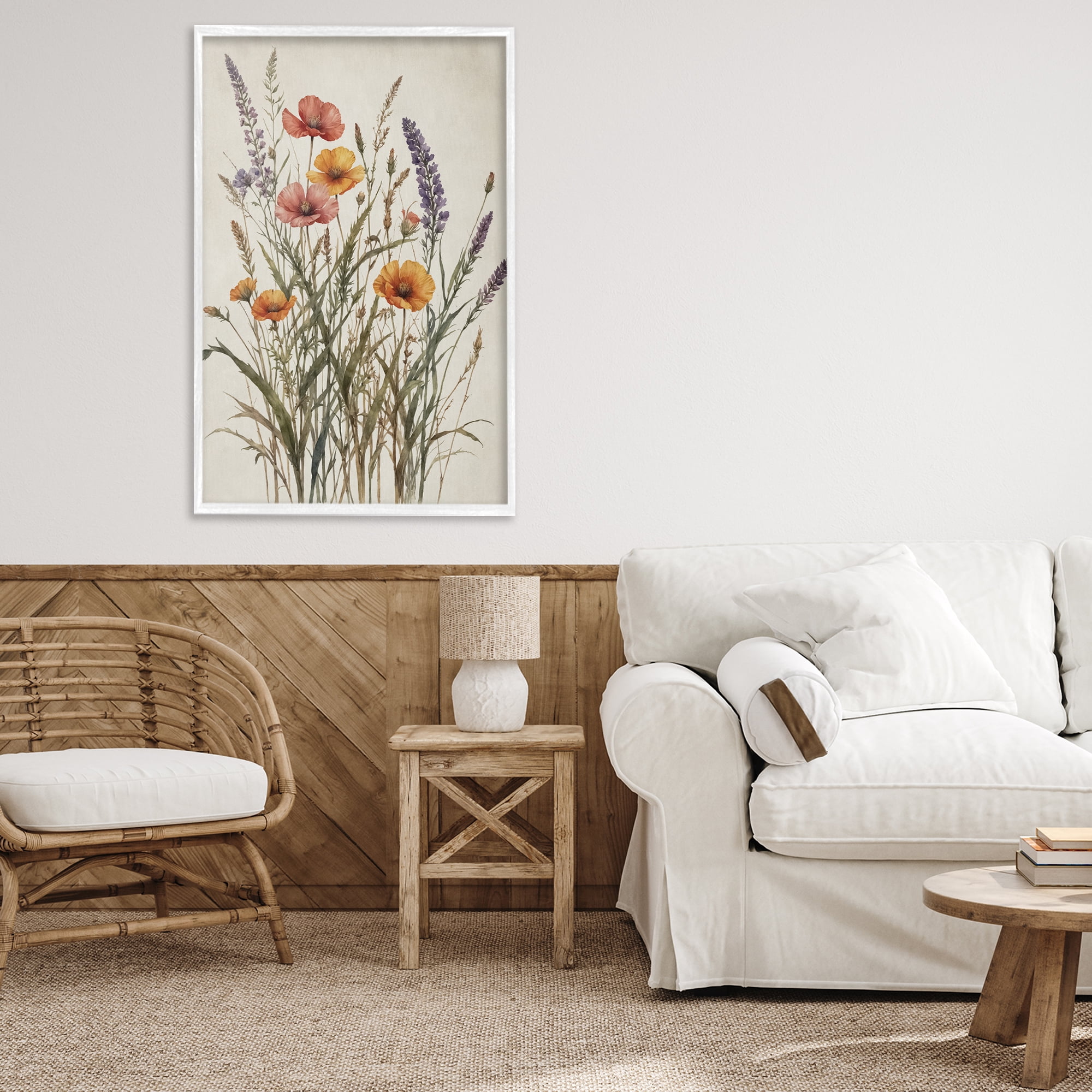Stupell Industries Vintage Collection of Meadow Botanicals White Framed Giclee Art, design by Nataly White