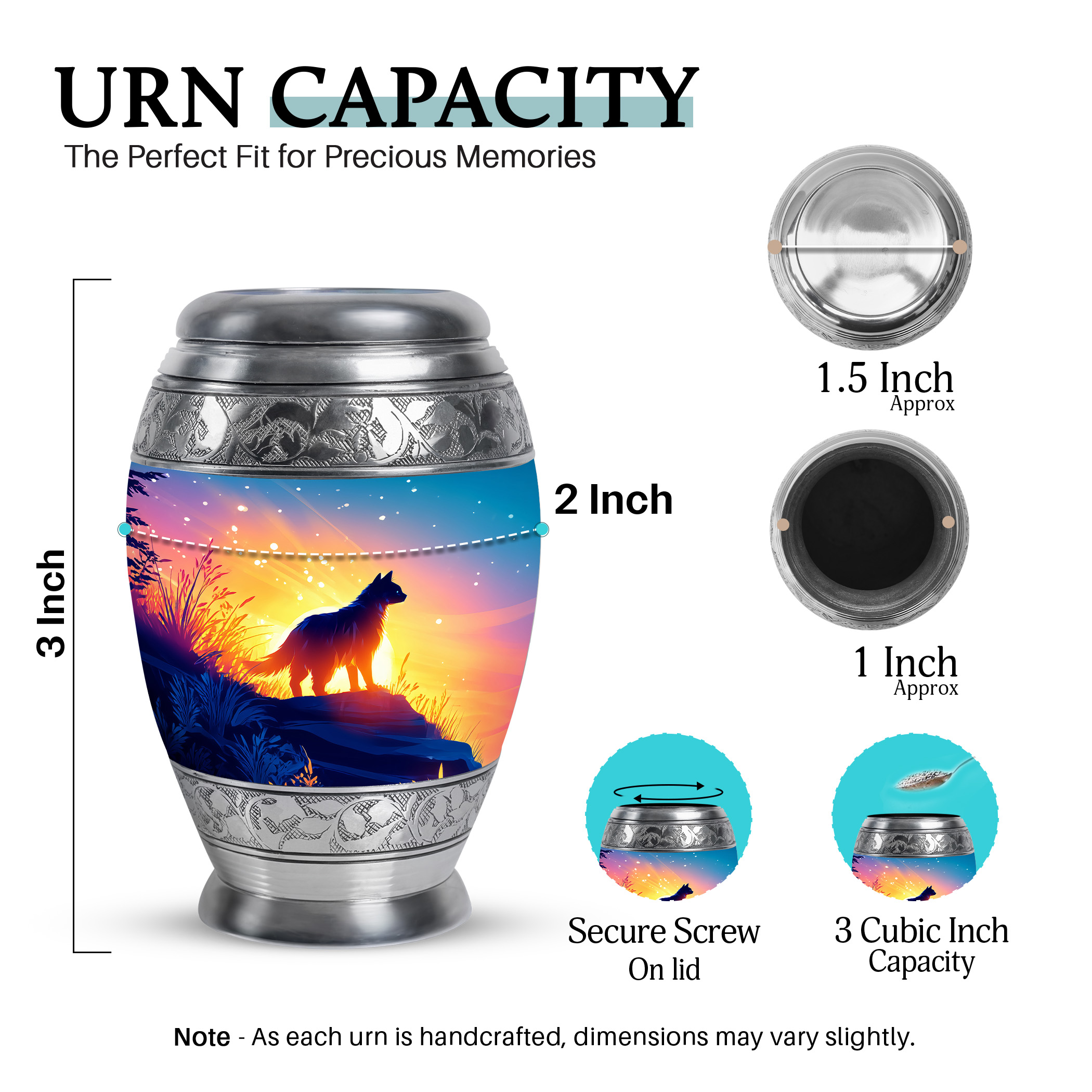 SABURIAL Cat Mini Urns for Human Ashes Keepsake - Keepsake Burial Urn for Ashes for Men - Small Cremation Urns for Women Ash - 3 Inch - Memorial Tiny Funeral Urn