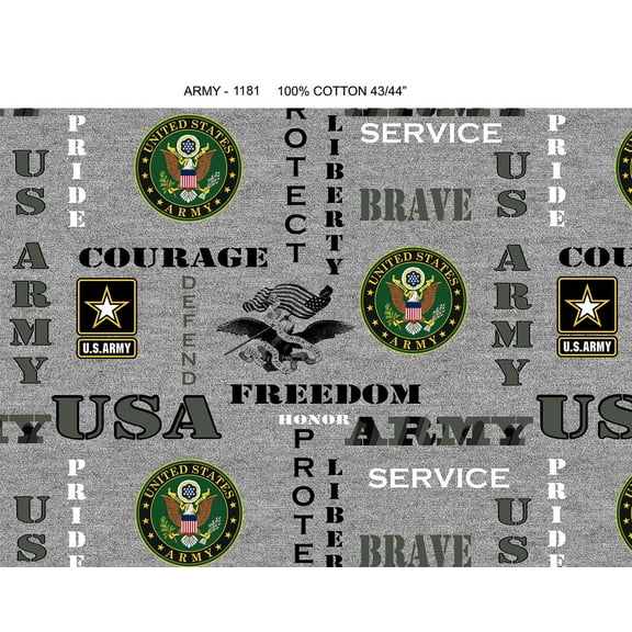 United States Army Cotton Fabric by Sykel-U.S. Army Heather Ground