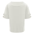 thumbnail image 5 of Women T Shirt Solid Color Linen Loose Top T Shirt Womens Tops Dressy Casual White XXL, 5 of 5