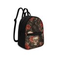 thumbnail image 2 of HELLHERO Raven Skull Rose Print Waterproof Handbag Practical Mini Backpack for Travel Work, Polyester Lightweight Small Backpack, 2 of 8