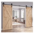 thumbnail image 3 of Heavy Duty Sliding Barn Door Hardware Kit With Big-Rollers 8-20FT Black Steel Track Roller Set For Two Door Smoothly ,Long Lasting, 3 of 6