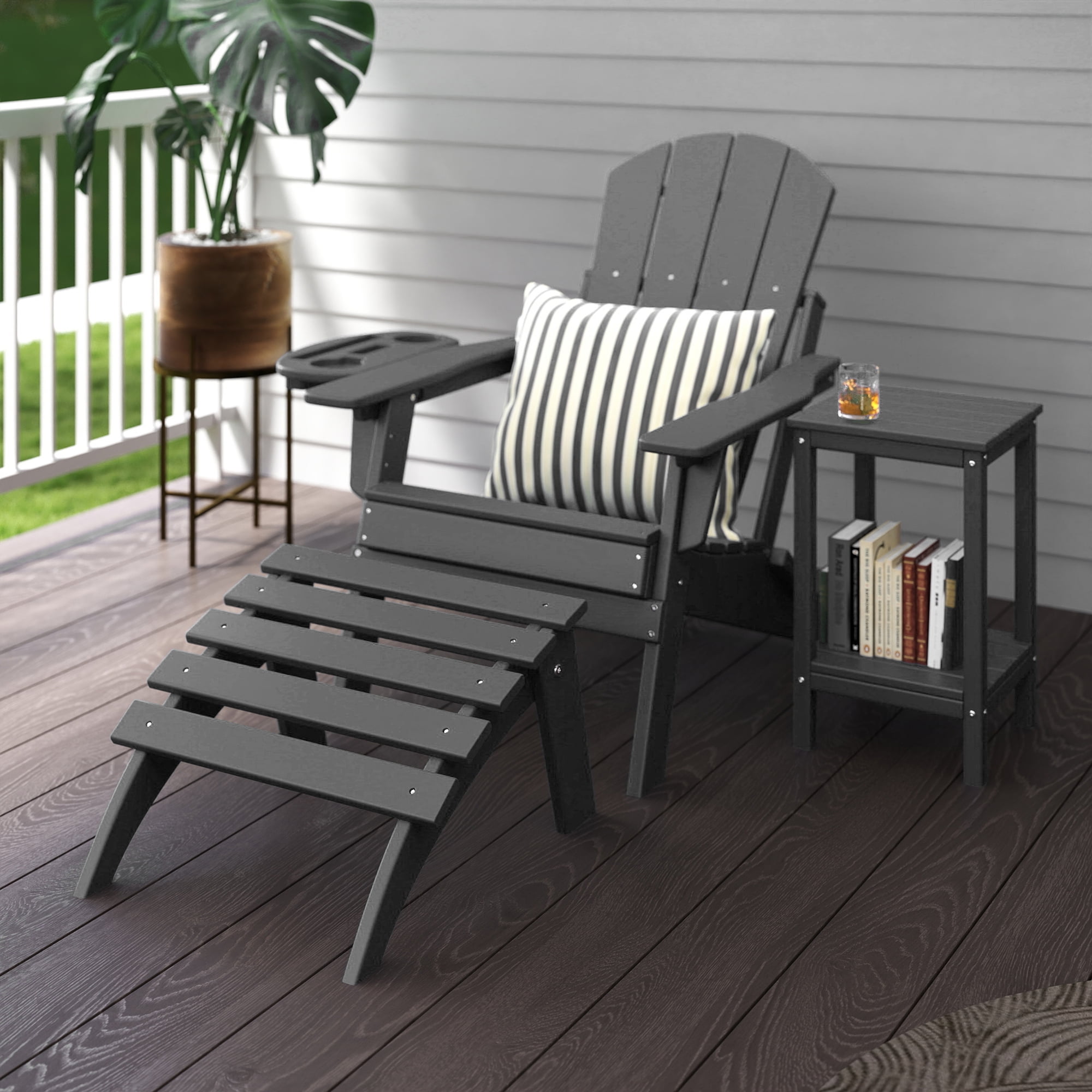 FOOWIN Folding Adirondack Ottomans Set of 4 for Adirondack Chair, Grey
