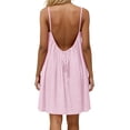 thumbnail image 5 of Backless Dresses for Women Sleeveless Spaghetti Strap Cami Mini Dresses Summer Beach Vacation Flowy Solid Color Sundress, 5 of 7