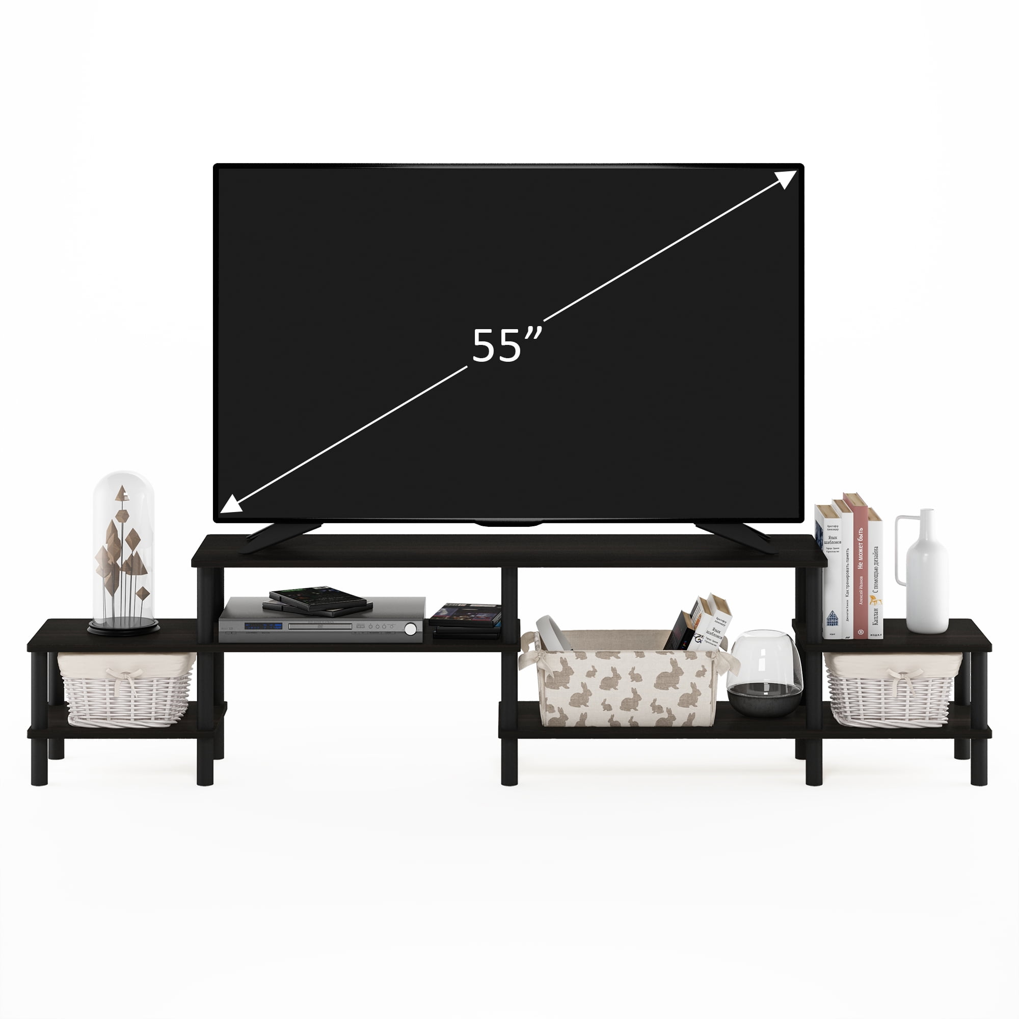 Furinno Turn-N-Tube Grand Entertainment Center for TV up to 80 Inch, Espresso/Black