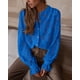 thumbnail image 4 of Blusa de Encaje para Mujer PRETTYGARDEN Manga Larga con Botones Azul L, 4 of 8