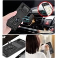 thumbnail image 5 of For Samsung Galaxy Z Flip 5 Hybrid with Slide Camera Lens Cover and Ring Holder Kickstand Rugged Heavy Duty Hard Cover ,Xpm Phone Case [ Black ], 5 of 6