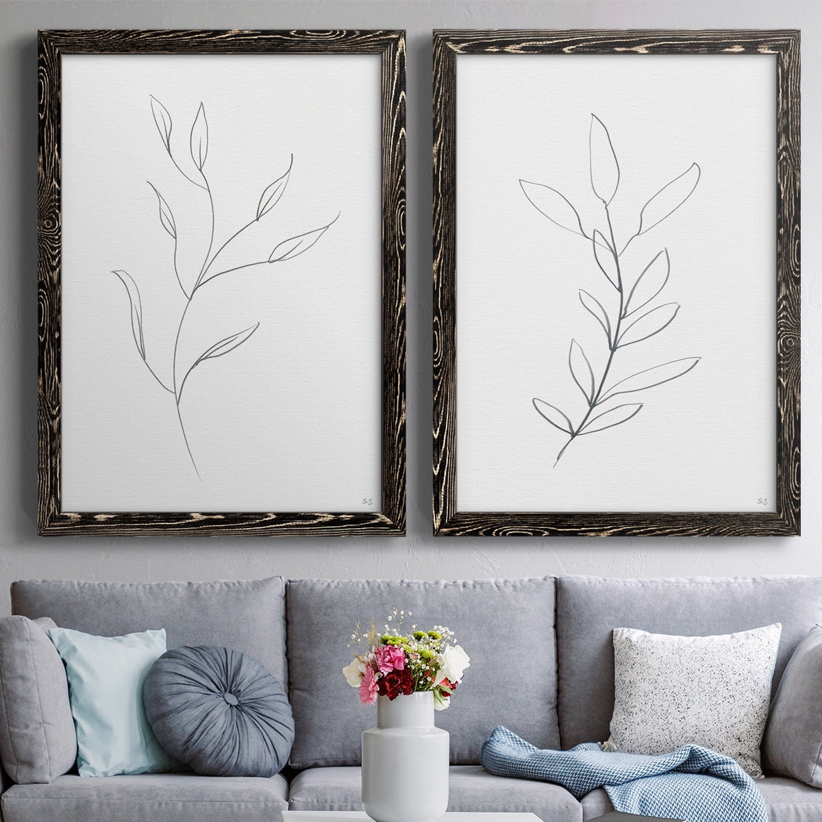 Botanical Gesture I - Premium Framed Canvas 2 Piece Set - Ready to Hang