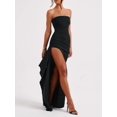 thumbnail image 5 of Women'S Strapless Tube Dress Backless Ruched Split Bodycon Cocktail Maxi Dresses Black L, 5 of 8