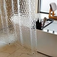 thumbnail image 4 of Cortina de ducha transparente de EVA con cubo de agua, forro impermeable con 3 imanes para baño, 183 x 183 cm, 4 of 5