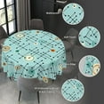 thumbnail image 2 of Abstract Geometric Retro Mid Century Lines Circle Round Tablecloth Waterproof Wipeable Tablecloth Cover Home Restaurant Kitchen Picnic Party Decoration 60 Inch Circular Tablecloth for 20-47 Inch, 2 of 6