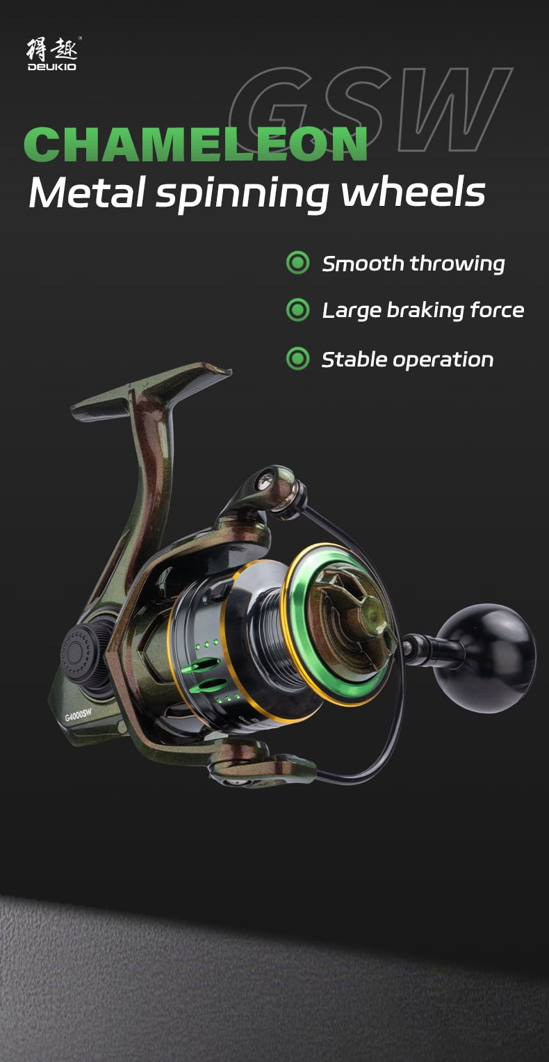DEUKIO Colorful Spinning Fishing Reel 5.0:1 Gear Ratio 33lb Drag Metal Knob Grip for Saltwater Freshwater Fishing Reels