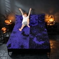 thumbnail image 3 of Homewish Halloween Bat Spider Web Bed Sheets, Grunge Halftone Full Size Sheets, Violet Black, 4pcs (1 Flat Sheet, 1 Fitted Sheet and 2 Pillowcases), 3 of 4