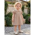 thumbnail image 5 of RUINIXCW Toddler Baby Girl Summer Gingham Plaid Dress Cute Puff Short Sleeve Doll Collar Ruffled Casual A-line Dress Clothes 6 Months to 4 Years, 5 of 9