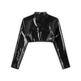 thumbnail image 4 of Alvivi Men's Faux Leather Crop Top Long Sleeves Shrug Muscle Tops Front Zipper Shrug Clubwear Black 3XL, 4 of 6