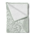 thumbnail image 2 of Orient Soft Flannel Fleece Throw Blanket, Oriental Pattern Damask and Floral Elements Classical Artwork Motifs, Cozy Plush for Indoor and Outdoor Use, 50" x 60", Green White, by Ambesonne, 2 of 5