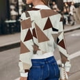 thumbnail image 4 of Womens Bomber Jackets Lightweight Zip Up Long Sleeve Coat Casual Stand Collar Print Baseball Jacket Pockets (Brown S), 4 of 4