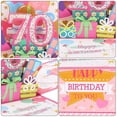 thumbnail image 4 of Tarjeta de cumpleaños 70 de Uxcell, tarjeta de cumpleaños emergente con tarjeta de saludo y sobre para mujeres y amigas, rosa, 4 of 6