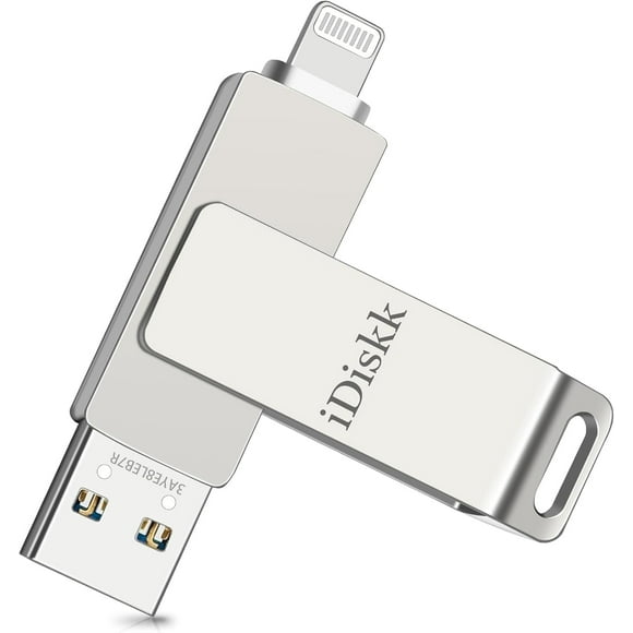 Clé USB iDisk 128 Go Certifiée Mfi pour Photos et Vidéos, Stockage USB, Sauvegarde de Photos pour iPad, Mac, iPad, PC, Sauvegarde Automatique
