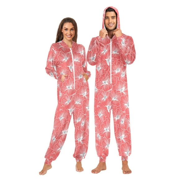 joogoo Elegant Flowers Unisex Adults Onesies Pajamas Jumpsuits L
