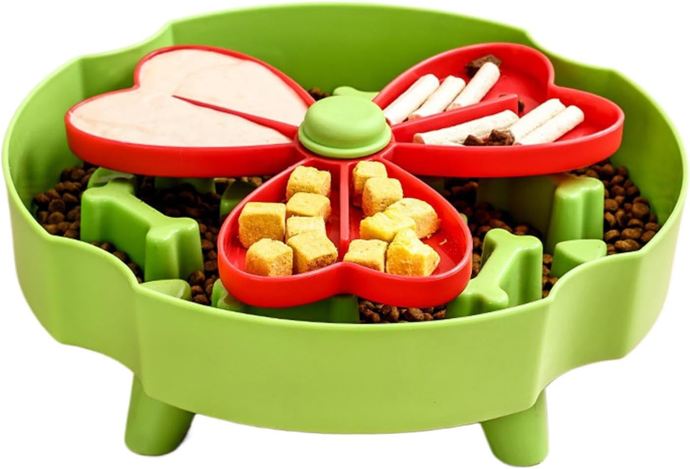 Slow Feeder Dog Bowl, Flower Shape, Rotating, Detachable, Non Slip, for Dogs Cats