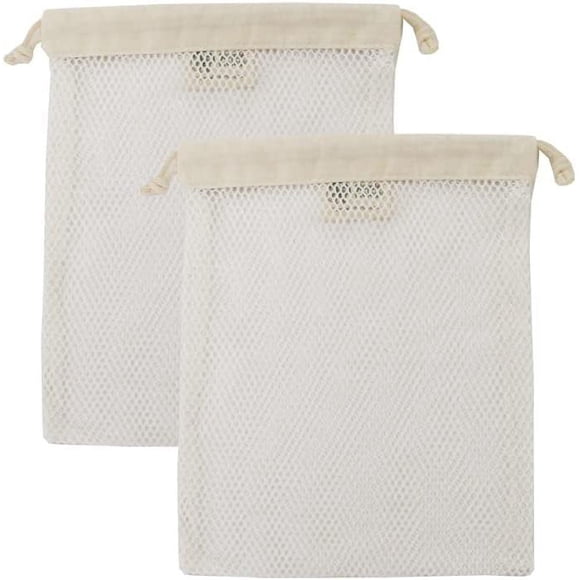 Simple Ecology Organic Cotton Mesh Laundry Bag; Machine Washing Bags for Delicates, Lingerie and Garments, Small 2 pack