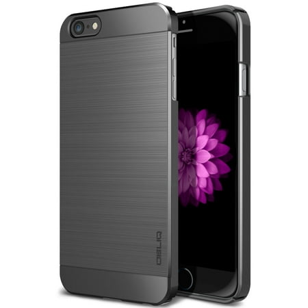 OBLIQ, iPhone 6S Case [Slim Meta][Titanium Space Gray] Premium Slim Fit Thin Metallic Brushed All Around Shock Resistant PC Protective Cover for iPhone 6 & iPhone