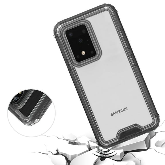 For Samsung Galaxy s20 Ultra s11 Plus s11  6.9inch Premium Transparent Hybrid Case Cover - Clear/Black
