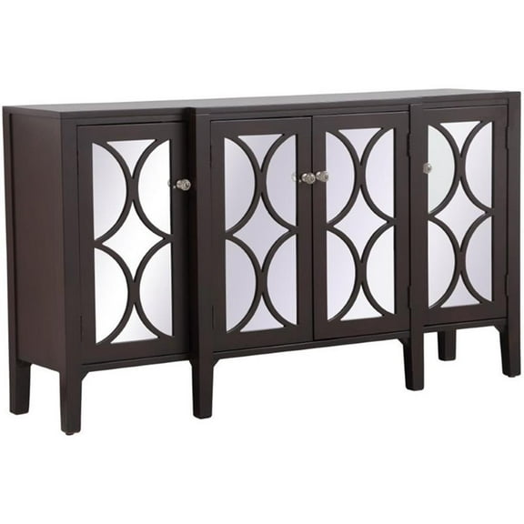 Pemberly Row Modern 4 Door 60" Accent Sideboard in Hand Painted Dark Walnut