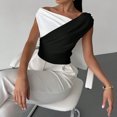 thumbnail image 3 of AUNVITO Women's Summer Tank Top Asymmetric Shoulder Sleeveless V-Neck Fitted Casual Minimalist Style, 3 of 7