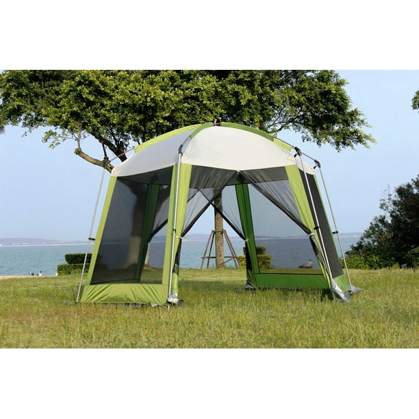 INTBUYING Tente Portable à Set Rapide Camping Auvent Gazebo Extérieur Abri Tente  Extérieure Hexagonale Auvent avec 6 Chiffons de Pluie et 3 Ensembles de  Poteaux de Soutien Supplémentaires 12 x 10 Pieds 